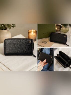 BLACK GUCCI GG
MARMONT ZIP AROUND
WALLET